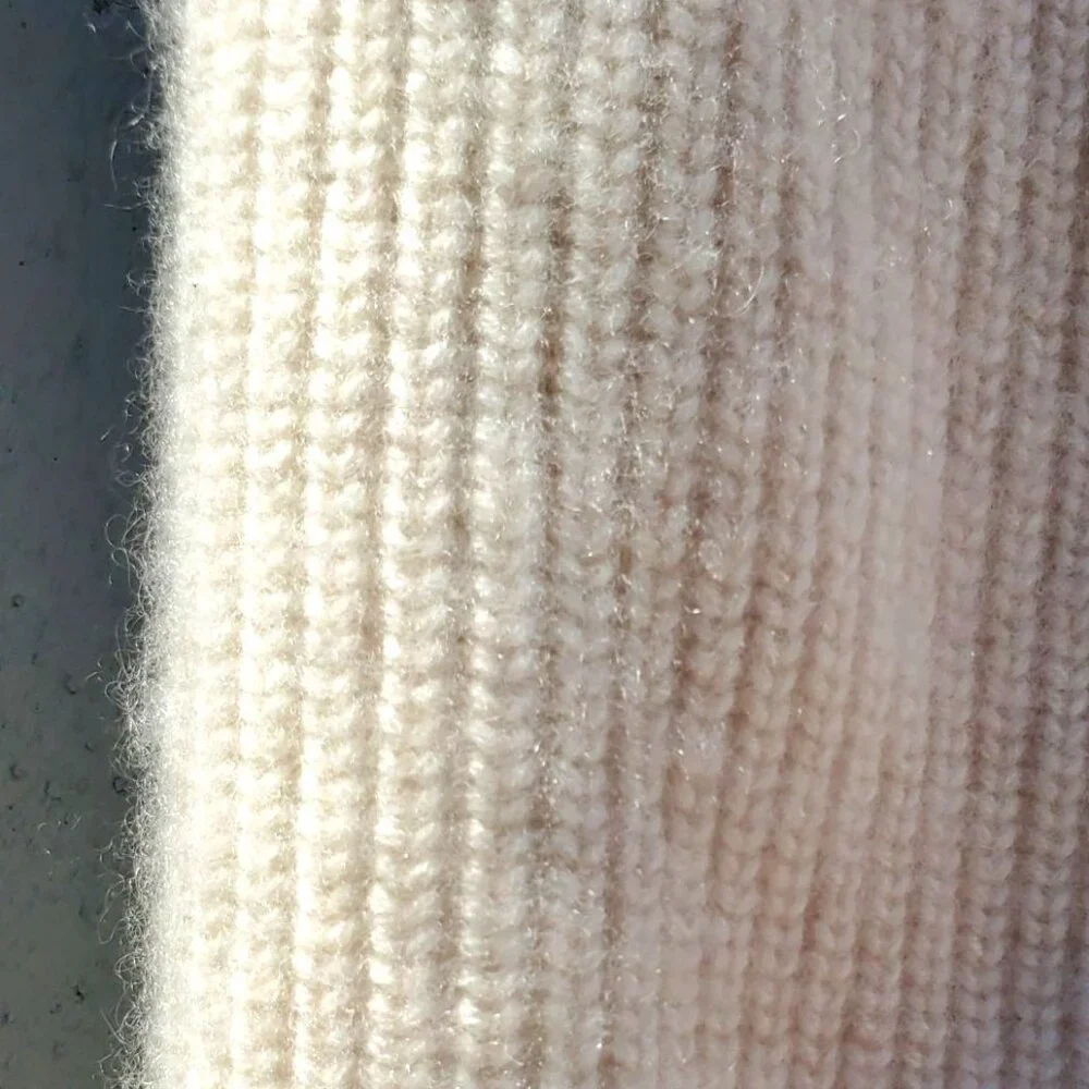 Brazeau Tricot 100% Cashmere Boxy Pullover Sweater Ivory Malibu L XL - Picture 11 of 12